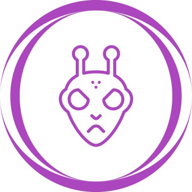 Uzaylı kafa vektör simgesi. biçim düz sembol, menekşe yuvarlak açılar, beyaz arkaplan.