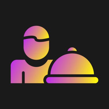 Siyah arkaplanda siyah hat şefi şapkası simgesi var. Yemek sembolü. Yemek şapkası. vektör.