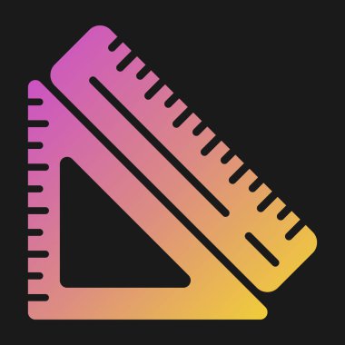 Beyaz arkaplanda izole edilmiş renk cetvel simgesi. Düz sembol. Gradyan dinamik şekiller. vektör illüstrasyonu