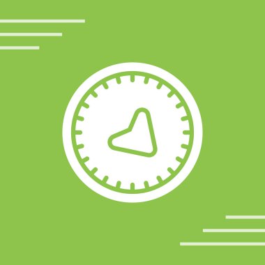 Beyaz arkaplanda işaret simgesi olan yeşil kronometre. Kronometre işareti. kronometre sembolü. vektör illüstrasyonu