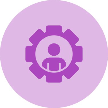 Dişliler vektör yuvarlak simge resim biçimi bir daire içinde düz simge sembolü, pembe renk, mor ve gri renkler