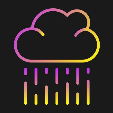 gökkuşağı ve bulut yağmur simgesi siyah üzerine izole