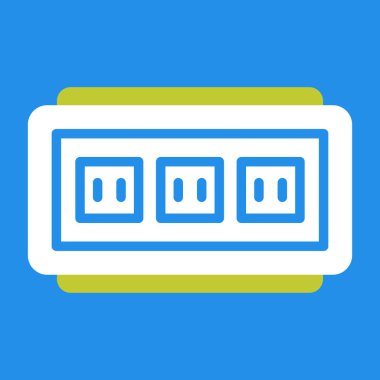 ATM vektör simgesi. bicolor düz sembol, kobalt ve gri renkler, yuvarlak açılar, mavi arkaplan