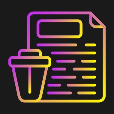 Siyah arka planda izole edilmiş çay ikonlu kağıt bardak. vektör