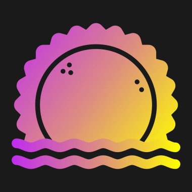 Siyah arkaplanda izole edilmiş siyah çizgi güneş ikonu. Çember düğmesi. vektör.