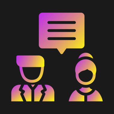 Konuşma baloncuğu sohbet simgesi ile renk eğimliliği siyah arkaplan üzerinde izole