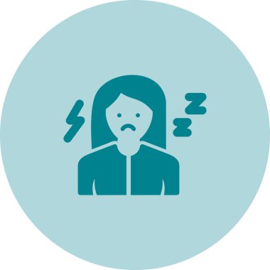 Mavi gözlü üzgün kadın. Düz vektör simgesi beyaz arkaplanda izole edildi. Üzgün ve üzgün