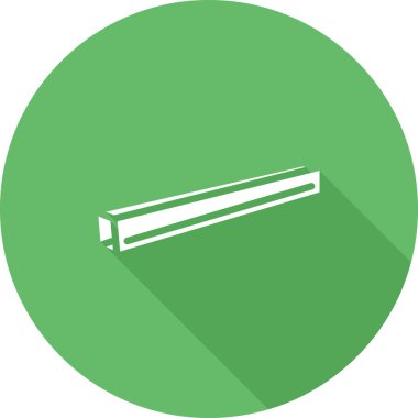 Uzun gölgeli beyaz ahşap masa simgesi. Beyaz daire düğmesi. vektör illüstrasyonu