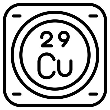 Bakır kimyasal element simgesi, basit satır biçimi