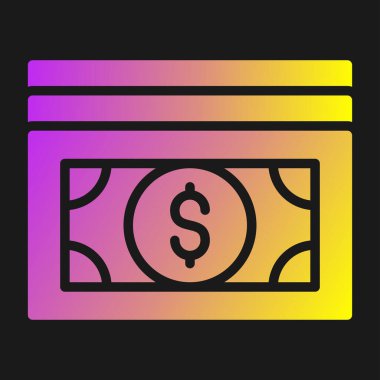Dolar parası vektör çizgisi simgesi siyah arkaplanda izole edildi. Dolar dolar hattı bilgi bankası. para konsepti, uygulamanın renkli simgesi.