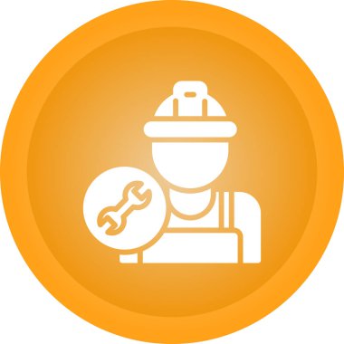 Kask ikonlu işçi. vektör illüstrasyonu