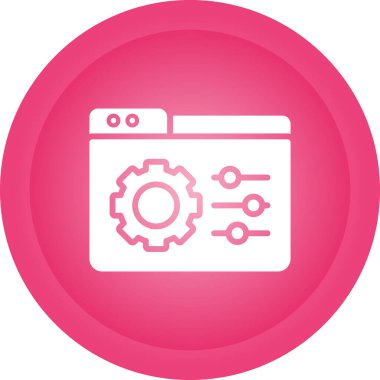 Beyaz çizgi akıllı çiftlik, uzun gölgeli izole edilmiş tarım makinesi ikonu. çiftçilik yenilik teknolojisi. Kırmızı daire düğmesi. vektör illüstrasyonu