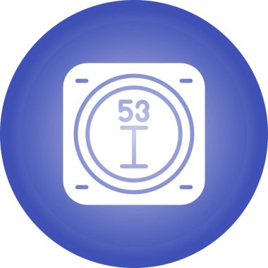 Mavi çizgi yuvarlak düğme. Beyaz arkaplanda 6 derece ikon izole edilmiş. 6 metre, 60 derece. Beyaz daire düğmesi. vektör illüstrasyonu