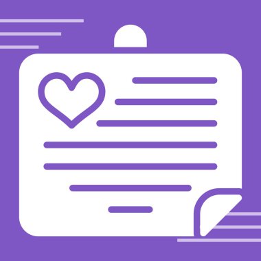 Kağıt sayfalı kalp ve pano satırı simgesi, aşk konsepti, romantik gün tebrik kartı, vektör renkli arkaplan, doğrusal biçim