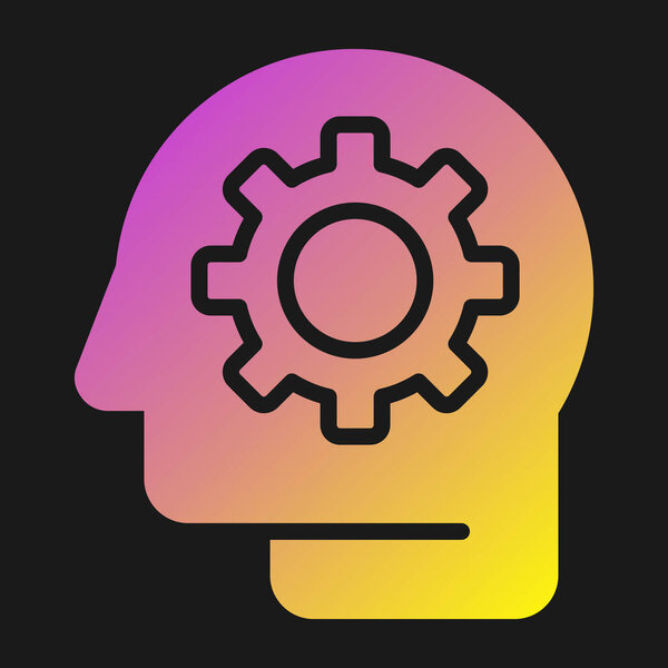 цветовая лампочка со значком шестерни головы изолированы на цветном фоне. инновационная концепция. Знак размышления. векторная иллюстрация