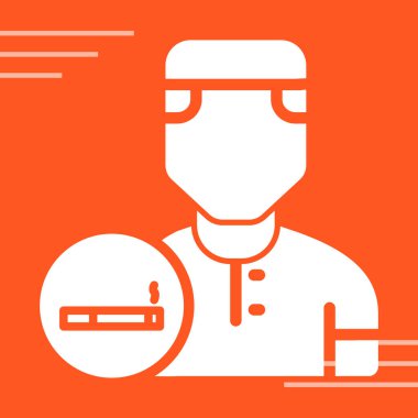 Coronavirus covid için bir şırınga ve maske ile tıbbi doktor - 19. Düz çizgi vektör ikonu. doğrusal