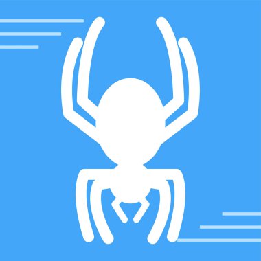 Örümcek ağı simgesi. Vektör biçimi düz simge, yuvarlak açılar, mavi arkaplan.