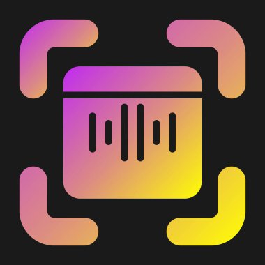 Siyah arka planda izole edilmiş siyah çizgi müzik aleti simgesi. Müzik aleti. Müzik armonikası. Gradyan şekiller. vektör.