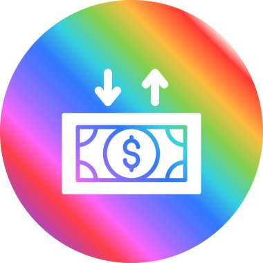 Gökkuşağı gradyan simgesi olan dolar işareti, vektör illüstrasyonu