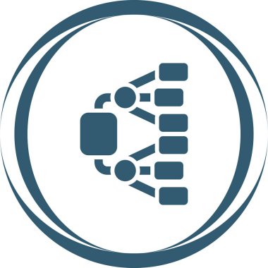 Bağlantılar vektör çift renkli yuvarlak simge. Biçim bir dairenin içinde düz bir simge, düz renkler, beyaz renkler.