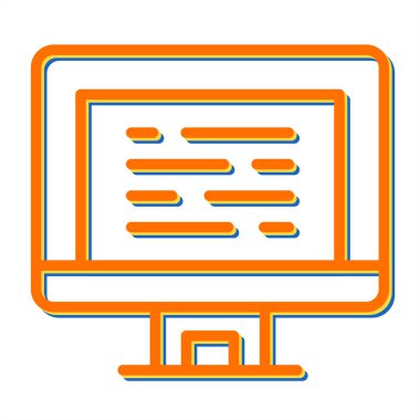 Bilgisayar monitörü simgesi. Web için dizüstü bilgisayar vektör simgelerinin özet çizimi