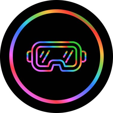 Gökkuşağı gradyanı olan bir vr gözlüğünün vektör çizimi.