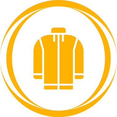 Güvenlik yeleği vektör simgesi. biçim düz yuvarlak sembol, turuncu renk, yuvarlak açılar, beyaz arkaplan.