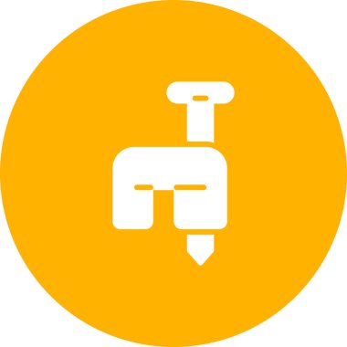 Musluk ikonu. Vektör biçimi düz simge, yuvarlak açılar, turuncu renk, beyaz arkaplan.