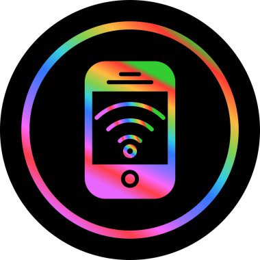 Gökkuşağı renklerine sahip wifi dairesel etiket