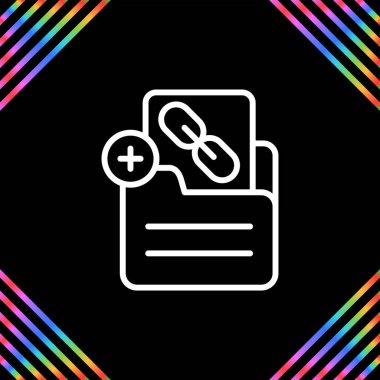 Siyah arkaplan üzerine belge simgesi vektörü eklemek için ekle, vektör dosya illüstrasyonu.