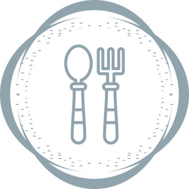 Çatal ve kaşık vektör satırı simgesi