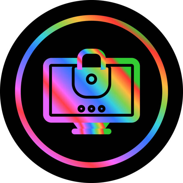 иконка радужной градиентной линии мультипликационной камеры в круге