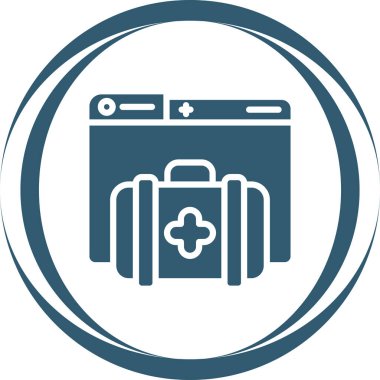 Tıbbi yardım çantası yuvarlak vektör simgesi