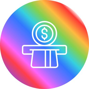 bir dolar işaretinin gökkuşağı gradyan çizgi simgesi