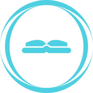 Beyaz arkaplanda mavi bir simgeye sahip yuvarlak etiket