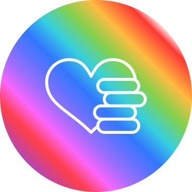 gökkuşağı renginde çizilmiş bir el gökkuşağı ile kalbi gösteriyor