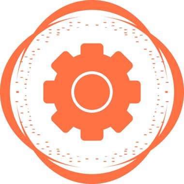 dişli vektör simgesi. biçim düz daire şeklinde sembol, turuncu renk, yuvarlak açılar, beyaz arkaplan