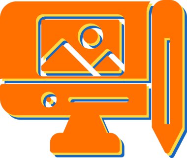 Kameralı bir monitörün vektör illüstrasyonu