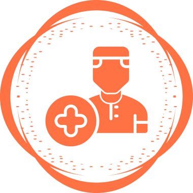 Koruyucu maskeli ve ambulanslı bir adamın vektör çizimi.