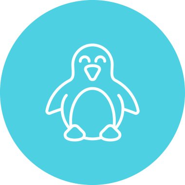 sevimli penguen hayvan karakteri blok biçimi simgesi