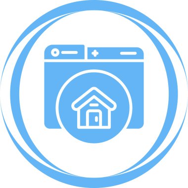 ev ikonu. vektör biçimi, yuvarlak açılı, mavi ve gri renkli, beyaz arkaplan.