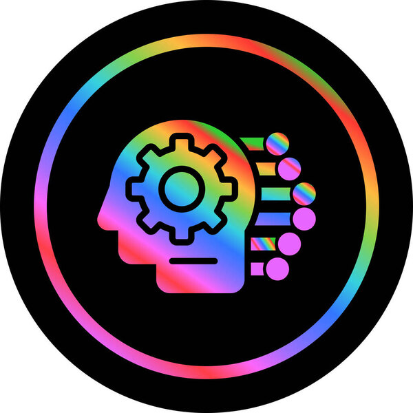 Мозг круглый в радужный цвет с радужным градиентом