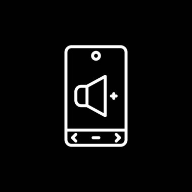 Siyah arkaplanda izole edilmiş müzik çalıcı vektör illüstrasyonlu akıllı telefon