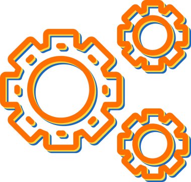 Gears'ı simge vektör. Tarzıdır anahat düz simgesi simgesini, portakal rengi, beyaz arka plan.