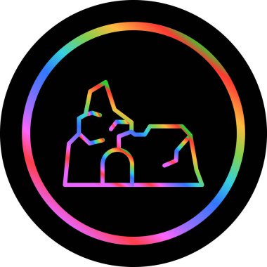 gökkuşağı gradyanı çizgi film tepe manzarası çiziyor