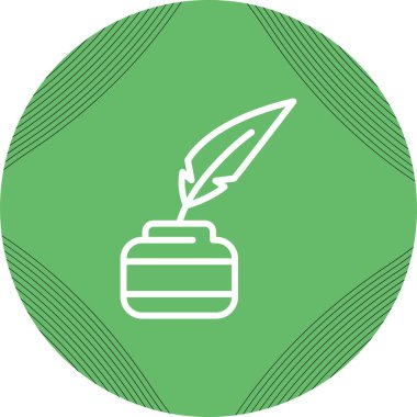 Mürekkep hokkası ve vektör illüstrasyonlu kalem