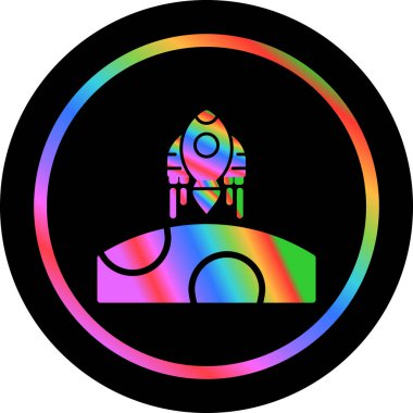 Düz roket ikonunun vektör çizimi. Uzay aracı sembolü