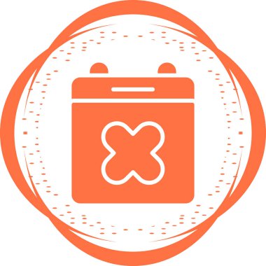 Takvimin x işaretli simgesi ile vektör illüstrasyonu 