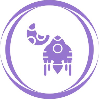 Düz roket ikonunun vektör çizimi. Uzay aracı sembolü