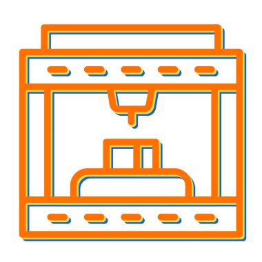 3D baskı simge vektör çizim  